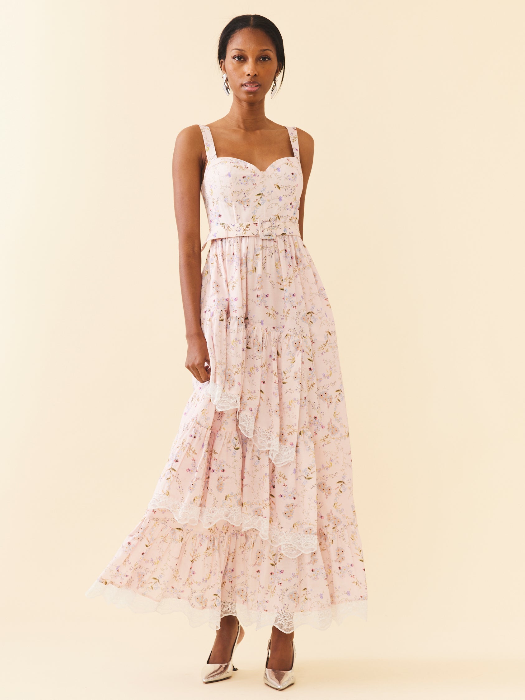 AND MARY　Rojina ribbon dress　グレー Martha Twin Ribbon Dress, Beige