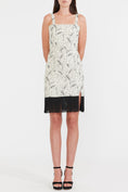 Load image into Gallery viewer, Avery Embroidered Fringe Mini Dress - Sand/Moonless Night Floral Outline Embroidery