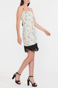Load image into Gallery viewer, Avery Embroidered Fringe Mini Dress - Sand/Moonless Night Floral Outline Embroidery