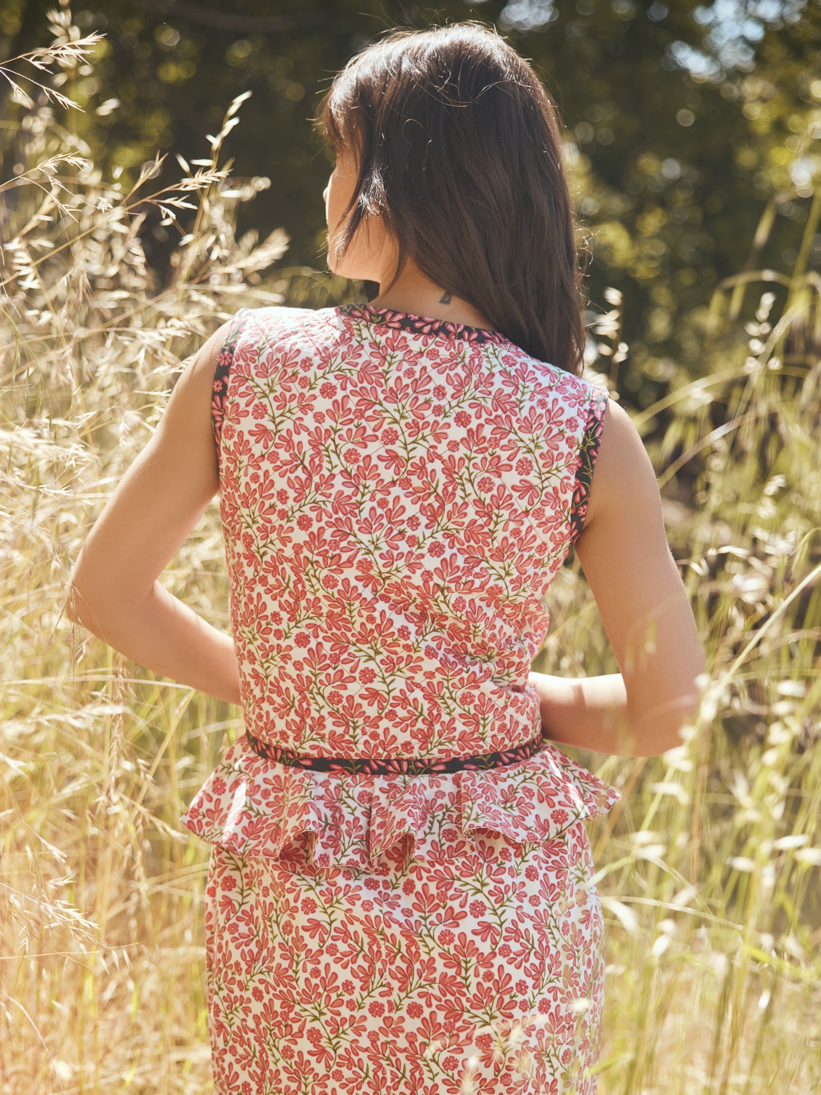 Anne Quilted Reversible Ruffled Vest