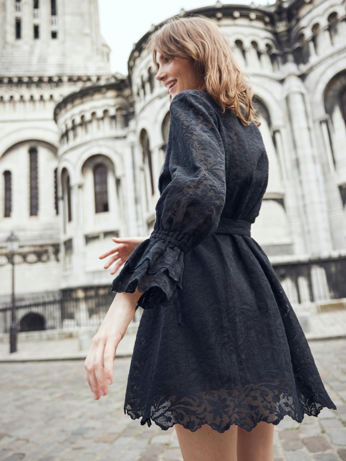 Lane Mini Dress - Black Crochet Lace