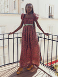 Load image into Gallery viewer, Aurora Puff Sleeve Maxi Dress - Faded Onyx/Light Ruby Floral
