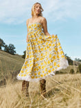 Load image into Gallery viewer, Gavin Fringe Midi Dress - Cream/Canary Floral print

