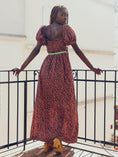 Load image into Gallery viewer, Aurora Puff Sleeve Maxi Dress - Faded Onyx/Light Ruby Floral

