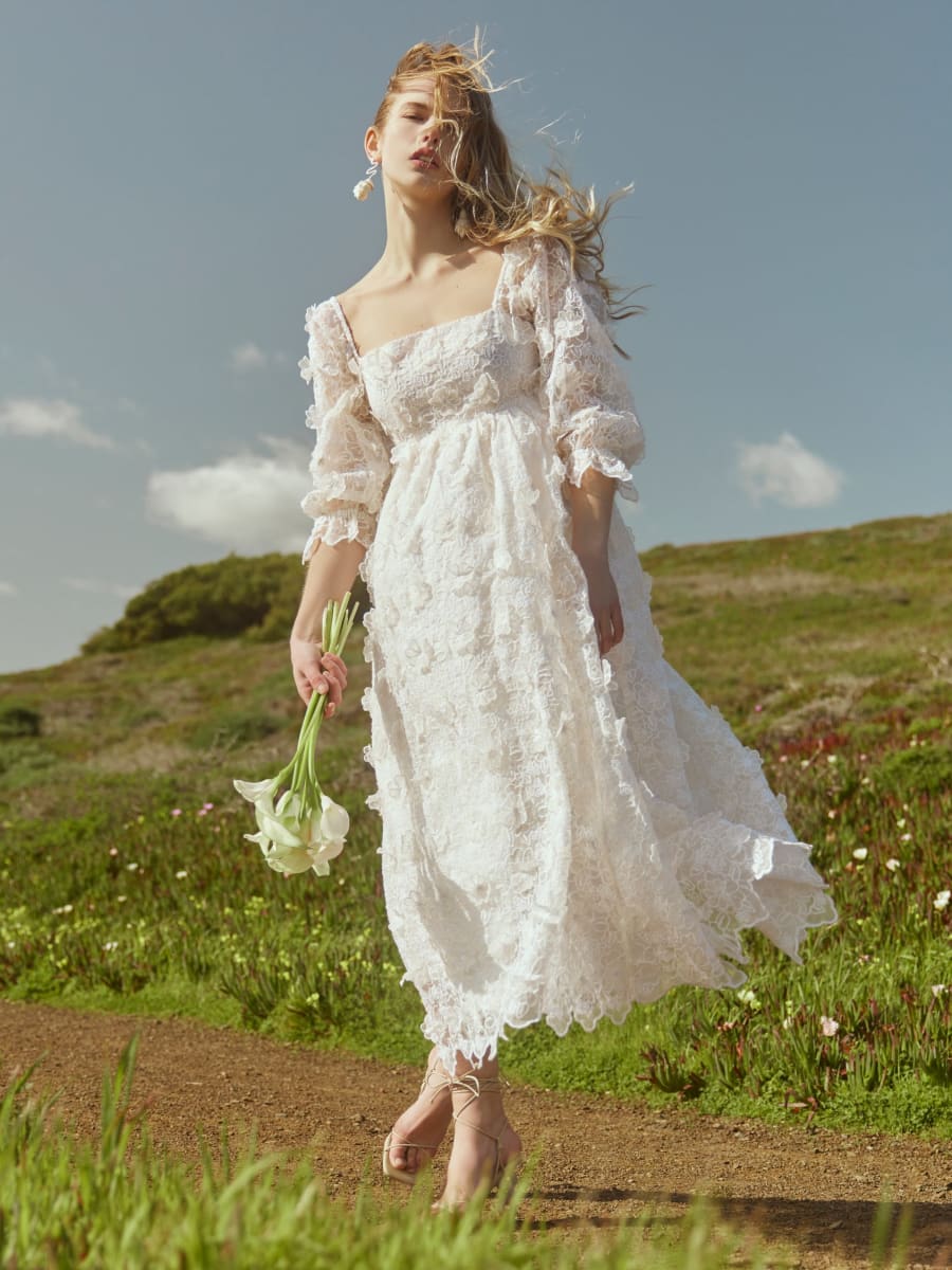 Jocelyn Puff Sleeve Midi Dres