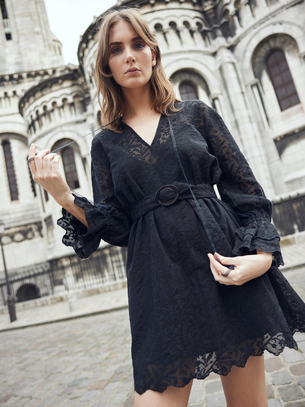 Lane Mini Dress - Black Crochet Lace