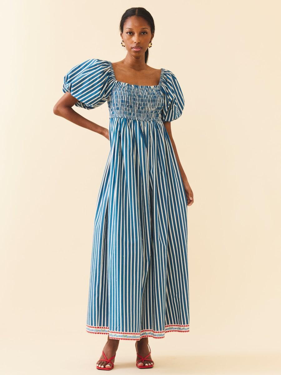 Aurora Dress - Navy Stripe