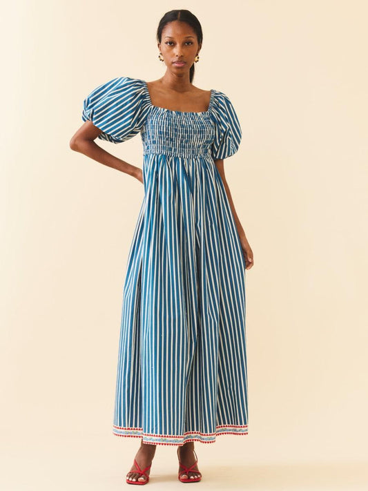 Aurora Dress - Navy Stripe
