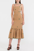 Load image into Gallery viewer, Desirae Midi Dress - Light Fawn & Emeralds
