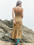 Load image into Gallery viewer, Desirae Midi Dress - Light Fawn & Emeralds
